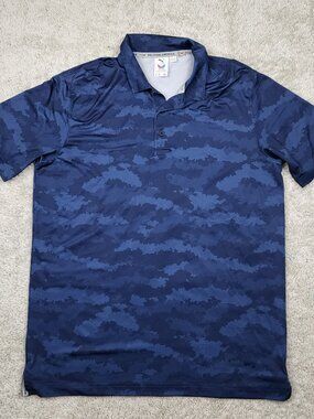 Puma Volition Shirt Mens Medium Camo Golf Polo Valero Texas Short Sleeve M blue